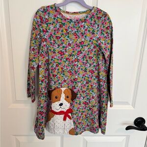 Mini Boden Multicolor Floral Dress with Dog